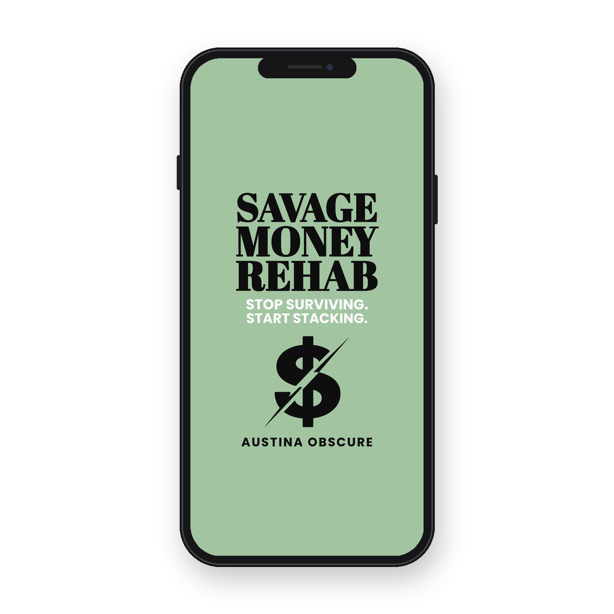 Savage Money Rehab ebook on a phone